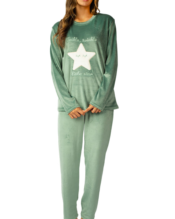 Star printed sleepwear top with plain pants