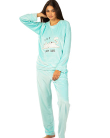  printed sleepwear top with plain long pants