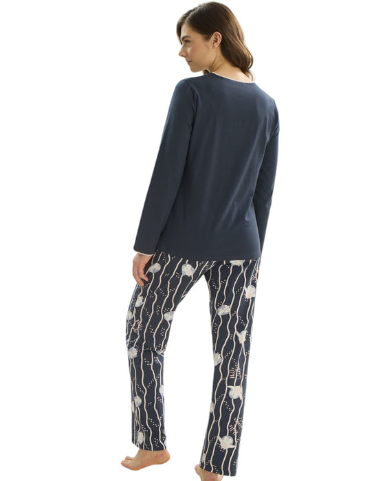 Long Sleeve Top & Printed Pants Sleepwear Ensemble