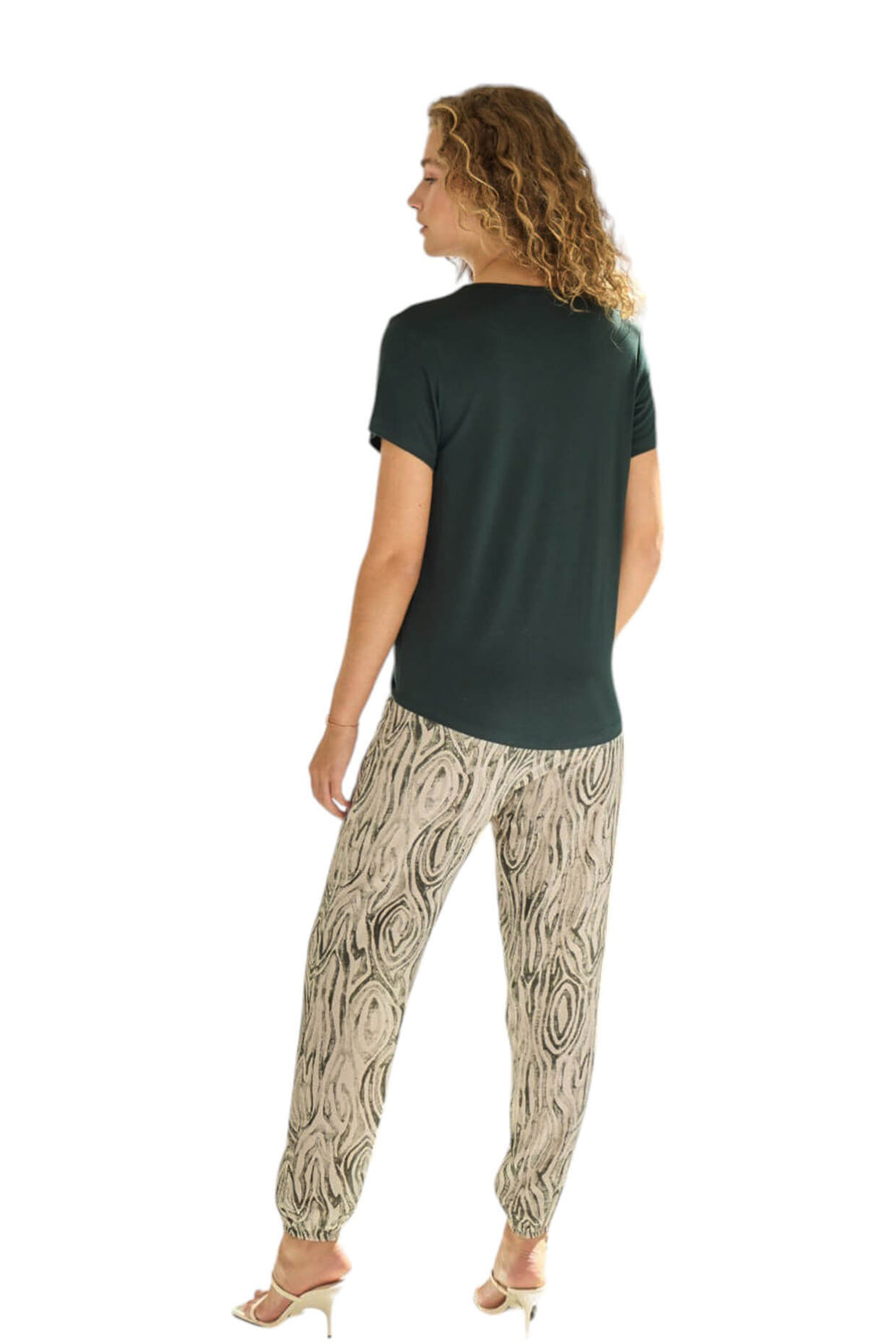  Sleepwear Pants with Plain V-Neck Top