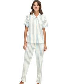  Short sleeve Cotton Pajama Set with Lace Trim  