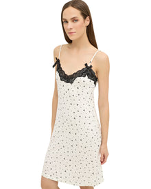  White Printed Lace Nightdress for Women 