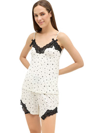  Printed cami & Lace Shorts Set for Women