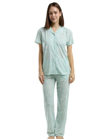  Women's Mint Green Cotton Pajama Set