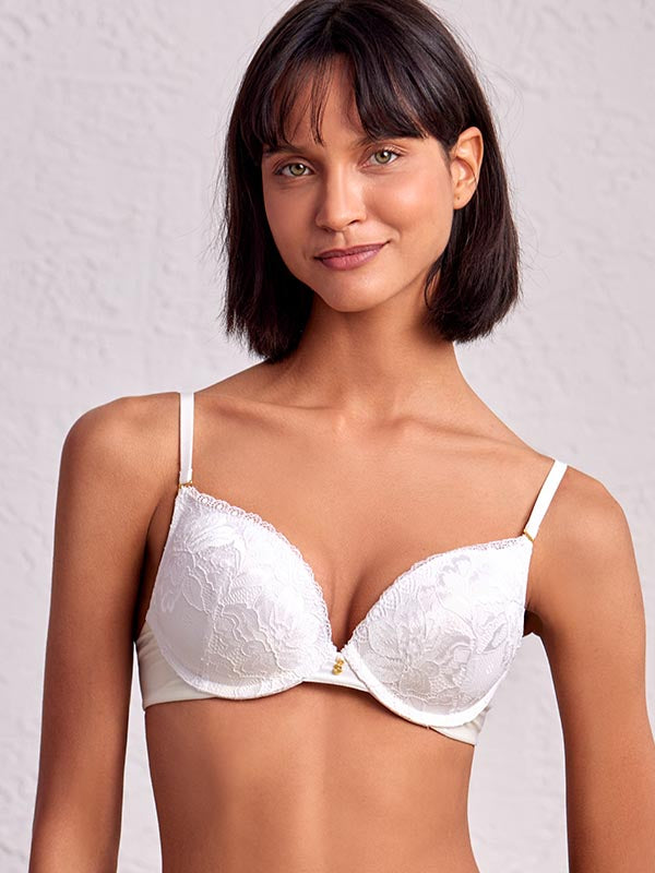 Off White Floral Satin Push-Up Bra New Look, Compare